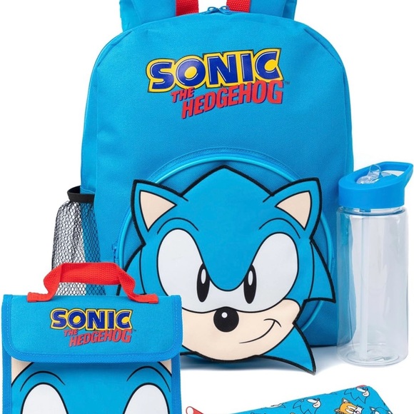 Sonic The Hedgehog Boys Backpack Set | Kids 4 Piece Blue - Picture 1 of 5